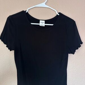 Black Ruffled Crop Top